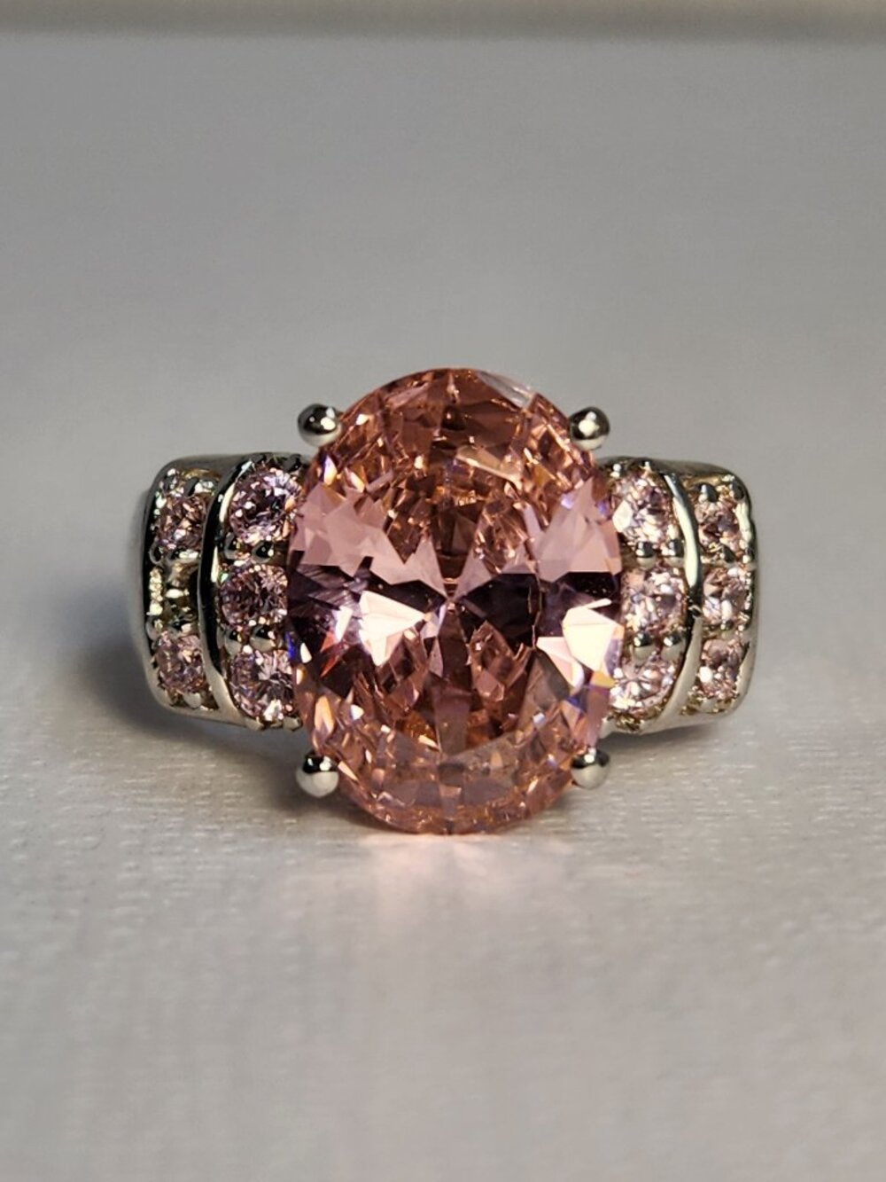 VTG Pink Topaz 925 Statement Ring Size 7 Signed & Beautiful